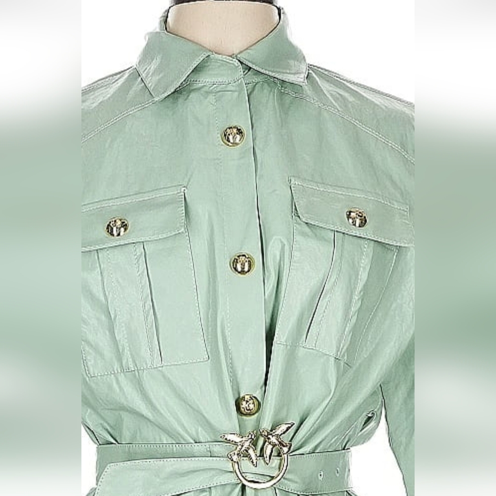 New Pinko Beltef Jacket In Mint Vegan Leather Size 40 - Picture 4 of 4
